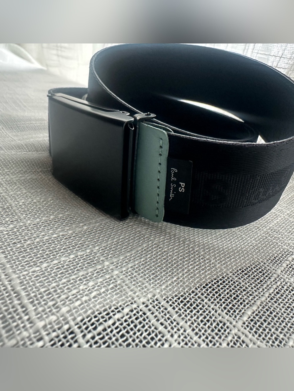 PS Paul Smith Black Belt with Mint Accent Strap